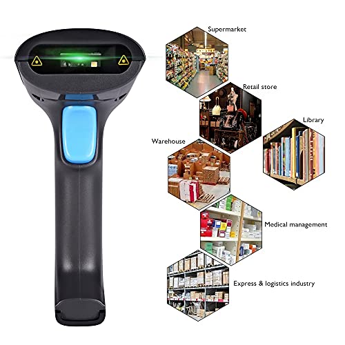 REALINN Wireless 2D QR Barcode Scanner Rechargeable Automatic Hanheld Code Reader Dustproof Waterproof Shockproof Fast and Precide for Mobile Payment, Store, Supermarket, Warehouse