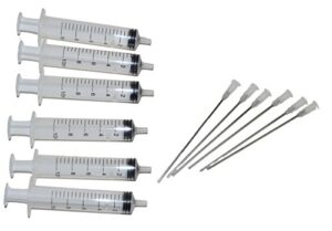 6 syringes with long needles for refilling with refillable cartridges and continuous ink supply system ciss