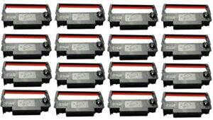 bixolon (rrc-201br-16) erc-30, 16-pack kd02-00057a black and red ribbon cartridge ink compatible with snbc srp-275 & srp-270 (grc-220br)