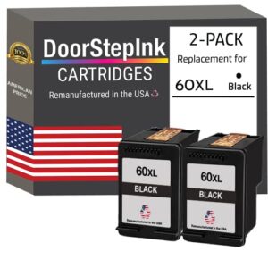 doorstepink remanufactured in the usa ink cartridge replacements for hp 60xl 60 xl 2 black for photosmart c4780 c4795 c4680 c4650 d110 d110a deskjet f4480 f4280 f4580 d2530 d2545 d2680 envy 100