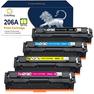 (with chip) colorking compatible toner cartridge replacement for hp 206a 206x w2110a w2110x for hp color pro mfp m283fdw m283cdw m255dw m283 m255 toner printer (black cyan yellow magenta, 4-pack)