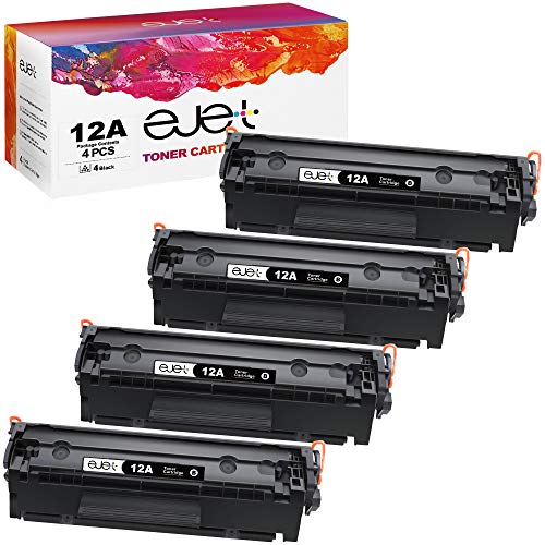 ejet 12A Q2612A Compatible Toner Cartridge Replacement for HP Q2612 12A Toner Cartridge for HP 1010 1015 1012 1018 1020 1022 1022n 1022NW 3015 3030 3020 3050 3052 M1319 Printer hp 1022 Toner(4 Pack)