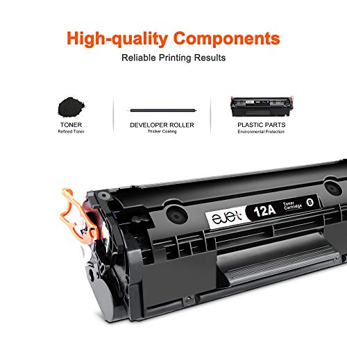 ejet 12A Q2612A Compatible Toner Cartridge Replacement for HP Q2612 12A Toner Cartridge for HP 1010 1015 1012 1018 1020 1022 1022n 1022NW 3015 3030 3020 3050 3052 M1319 Printer hp 1022 Toner(4 Pack)