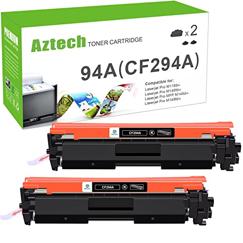 Aztech Compatible Toner Cartridge Replacement for HP 94A CF294A 94X CF294X Pro M118dw MFP M148dw M148fdw M149fdw M118 M148 M149 Printer High Yield Ink (Black 2-Pack)