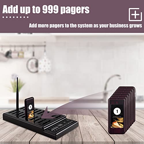 Retekess T112 Pager Systems for Restaurants Wireless Calling System Restaurant Pager System with 30 Pcs Coaster Pagers 999-channel Keypad Call Buttons System and Charging Dock Transmitter(30 Pagers)