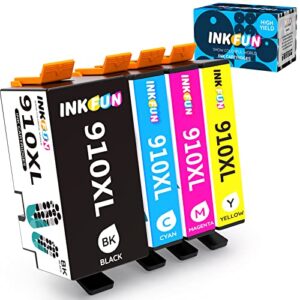 inkfun 910 910xl ink cartridges combo pack replacement for printer ink 910 for officejet pro 8020 8025 8025e 8035 8035e 8028 8022 8015 printer, black cyan magenta yellow(4 pack)