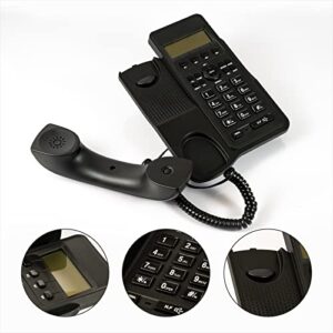 Corded Telephone Landline Telephone, Dual Interface Wired Telephone Big Button Landline Phones with Caller Identification Suitable for Office, Front Desk, Home, Hotel, Corded Landline (Black)