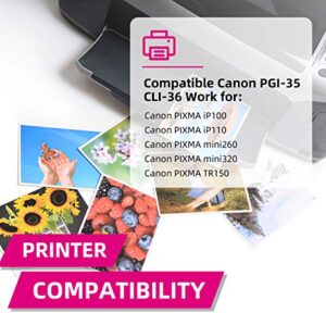 Intactech PGI-35 Black Ink Cartridges Compatible with Canon PGI-35 CLI-36 Ink Use for Canon PIXMA iP110 iP100 mini260 mini320 tr150 Printer 5-Pack