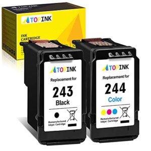 243 and 244 ink cartridges combo pack, atopink remanufactured ink cartridge replacement for canon pg-243 cl-244 (black, color) | for pixma tr4520 mg3022 mx490 mg2522 mg2520 ts202 tr4527 mg2920 printer