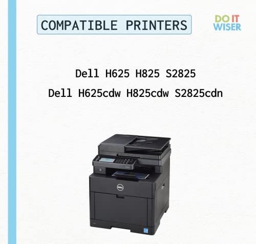 Do it Wiser Compatible Printer Toner Cartridge Replacement for Dell H625cdw H825cdw S2825cdn - High Yield Laser Cartridges 593-BBOW 593-BBOX 593-BBOY 593-BBOZ (2 Blacks 1 Cyan 1 Magenta 1 Yellow)