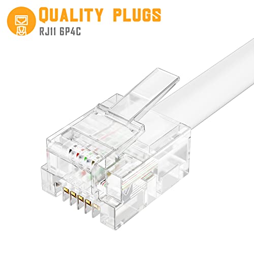 Uvital Two Way Telephone Splitters, Male to 2 Female Converter Cable RJ11 6P4C Telephone Wall Adaptor and Separator for Landline (White, 2 Pack)