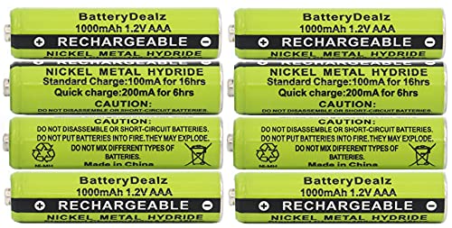 BatteryDealz 1.2V NiMH AAA Rechargeable Batteries Compatible with Panasonic Cordless Telephones (8-Pack)