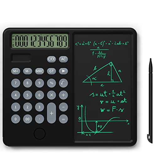 ROATEE Desktop Calculators with Writing Tablet, Dual Powered Basic Calculators, 12 Digital Calculators with Large LCD Display for Office, School, Home & Business