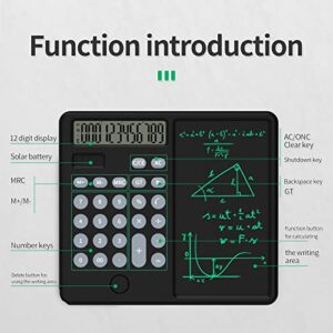 ROATEE Desktop Calculators with Writing Tablet, Dual Powered Basic Calculators, 12 Digital Calculators with Large LCD Display for Office, School, Home & Business