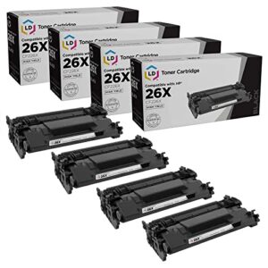 ld products compatible replacement for hp 26x toner cartridge cf226x 26a cf226a for laserjet pro m402d m402dn m402dne m402dw m402n mfp m426fdw m426fdn mfp m426dw (high yield black, 4-pack)