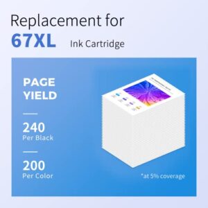 myCartridge SUPCOLOR Remanufactured Ink Cartridge Replacement for HP 67XL 67 XL 67XXL to use with DeskJet 2755 2722 2725 Envy 6055 6052 Envy Pro 6455 6458 DeskJet Plus 4155(Black, Tri-Color, 2-Pack)