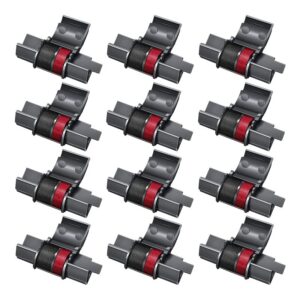 12 pack replacement for ir40t ir-40t cp13 mp-12d calculator ink roller printer ribbons use with canon, sharp el-1750v, el-1801v and more(black/red, individually sealed)