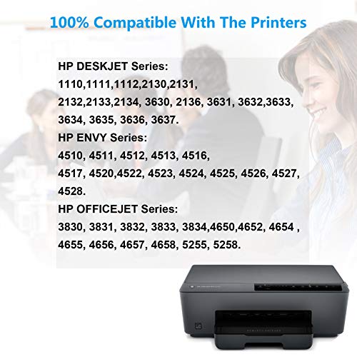 KCMYTONER High Yield Remanufactured 63XL 63 XL 63BXL Black Ink Cartridge Compatible for HP OfficeJet 5255 5258 4650 Envy 4520 4516 Deskjet 2130 Printer, Show Ink Level with The Latest chip - 1 Pack