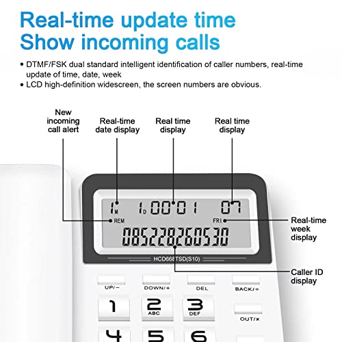 Corded Landline Phones for Home/Hotel/Office/Elderly, with Call Forwarding System, Tilt Display& Hands-Free, and Adjustable Volume