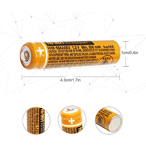 CIEEDE HHR-55AAABU NI-MH AAA Rechargeable Battery for Panasonic 1.2V 550mah 8Pack NiMH AAA Batteries for Panasonic Cordless Phones, Electronics, Remote Controls