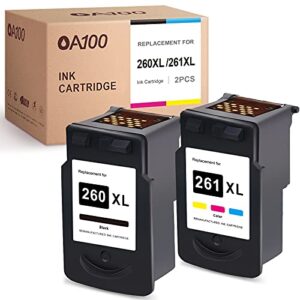 oa100 remanufactured ink cartridge replacement for canon 260 xl 261 xl pg-260xl cl-261xl for workforce ts5320 tr7020 ts6420 (black, tri-color, 2-pack)