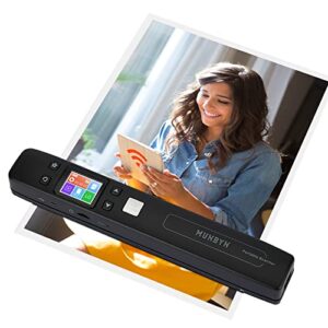 munbyn portable scanner, photo scanner for documents pictures texts in 1050dpi, flat scanning, included 16gb card, photo scanner uses built-in wi-fi or usb uploads images to pc or cellphone, no driver