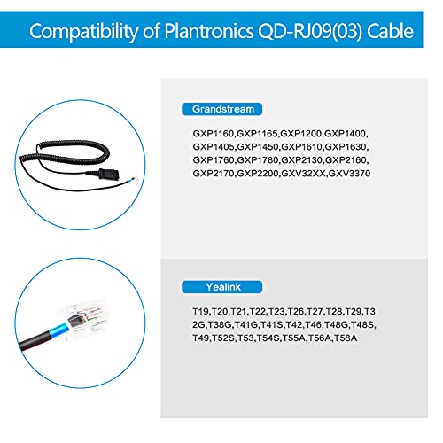 TV Telephone-Headset Microphone Noise-Cancelling Headphone QD - Quick Disconnect Call Center Headset with RJ09 Cables Compatible with Polycom, Avaya, Yealink,Grandstream Phones