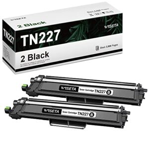 wiseta tn227 tn 227bk compatible toner cartridge replacement for brother tn227 tn227bk tn-227 tn223bk tn223 compatible with mfc-l3770cdw mfc-l3750cdw hl-l3290cdw hl-l3210cw hl-l3230cdw, 2 black