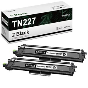 WISETA TN227 TN 227BK Compatible Toner Cartridge Replacement for Brother TN227 TN227BK TN-227 TN223BK TN223 Compatible with MFC-L3770CDW MFC-L3750CDW HL-L3290CDW HL-L3210CW HL-L3230CDW, 2 Black