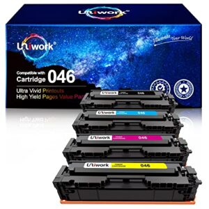 uniwork compatible toner cartridge replacement for canon 046 46h crg-046 for color imageclass laserjet mf733cdw mf731cdw mf735cdw lbp654cdw printer tray (black, cyan, magenta, yellow)