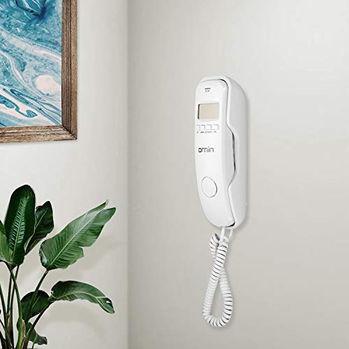 Ornin T112 Trimline Corded Telephone with Caller ID(Off-White)