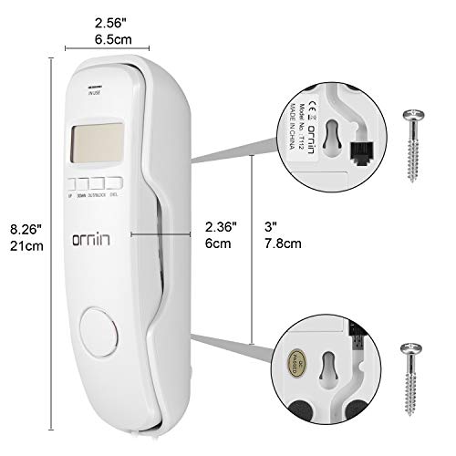 Ornin T112 Trimline Corded Telephone with Caller ID(Off-White)