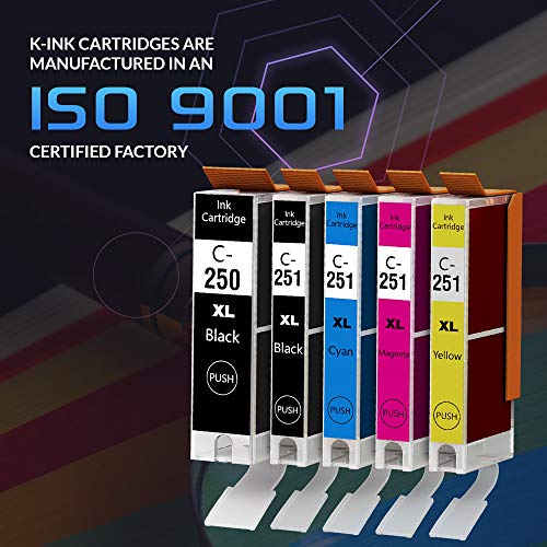 K-Ink Compatible Ink Cartridge Replacement for Canon PGI-250XL PGI 250 XL CLI-251XL CLI 251 XL for Pixma MX922 MG7520 MG5520 MG5420 MG6620 MG5620 (2 Big Black, 2 Black, 2 Cyan, 2 Yellow, 2 Magenta)