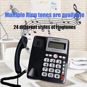 Dual Interface Wired Telephone,Adjustable Display Strength, 24 Ring Tones Optional, Caller ID Fixed Telephone, Suitable for Office, Front Desk, Home, Hotel and Other Scenes