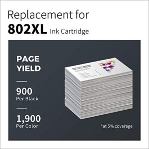 LEMERO UEXPECT 802 802XL Remanufactured Ink Cartridge Replacement for Epson 802 802 XL T802XL for Workforce Pro WF-4740 WF-4730 WF-4734 EC-4020 Printer Black Cyan Magenta Yellow, 5-Pack