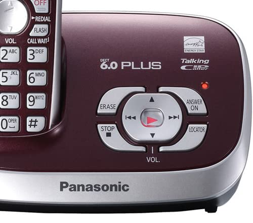 Panasonic KX-TG6572R DECT 6.0 Single Line 1.9GHz Talking Caller ID Expandable Up to 6 Handsets Call Block Eco-Mode Wall Mountable Cordless Telephone - 2 Handsets