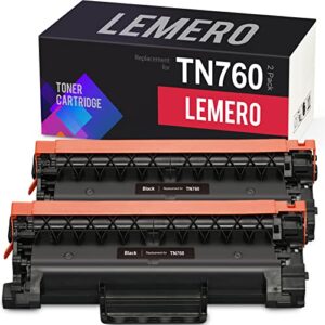 lemero tn760 tn730 compatible toner cartridge replacement for brother tn-730 tn-760 tn730 for mfc-l2750dw dcp-l2550dw mfc-l2710dw hl-l2395dw hl-l2350dw hl-l2370dw printer (2 black, high yield)