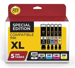 inkjetsclub compatible replacement for canon pgi-280 xxl and cli-281 xxl high yield printer ink cartridges combo pack.