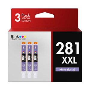 e-z ink (tm) compatible ink cartridge replacement for canon cli-281xxl cli 281 xxl to use with pixma ts8320 ts8220 ts8120 ts9120（photo blue，3 pack）