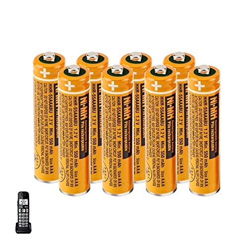 8 Pack 550mAh Nimh Rechargeable Battery, 1.2V HHR-55AAABU AAA Replacement Battery for Panasonic Cordless Phone