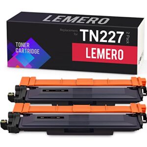 lemero compatible toner cartridge replacement for brother tn227 tn223 tn227bk high yield for mfc-l3770cdw hl-l3270cdw hl-l3230cdw hl-l3290cdw hl-l3210cw mfc-l3710cw mfc-l3750cdw printer (2 black)