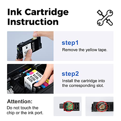 MYCARTRIDGE Remanufactured Ink Cartridge Replacement for Epson 812XL 812 XL T812XL Fit for Workforce Pro WF-7840 WF-7820 EC-C7000 Printer Ink Cartridges (Cyan, Magenta, Yellow, 3 Pack)