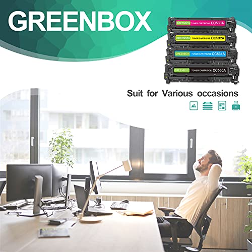 GREENBOX Remanufactured 304A Toner Cartridge Replacement for HP 304A CC530A for CP2025DN CM2320N CM2320NF CM2320FXI MFP MF8580CDW MF8350CDN MF8380CDW MF726CDW LBP7660CDN Printer (4 Pack-KCMY)