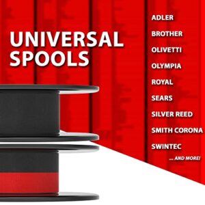 Inkvo Universal Twin Spool Typewriter Ribbon - Combo Pack - Red and Black Ink - Fresh Ink Replacement - Compatible with Smith Corona, Royal, Remmington, Underwood, Brother, Olivetti, Olympia and More