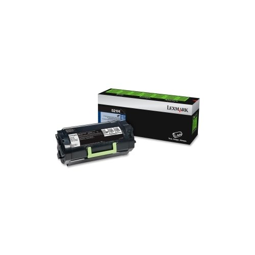 Lexmark 521H High Yield Return Program Toner Cartridge - Black - Laser - 25000 Page - 1 Each - 52D1H00