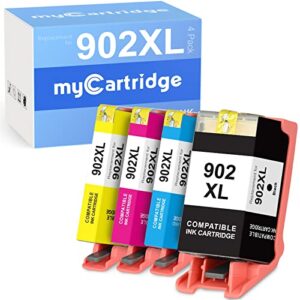 mycartridge remanufactured ink cartridge replacement for hp 902xl to use with officejet pro 6978 6968 6958 6950 6960 6970 6975 (black, cyan, magenta, yellow, 4-pack)