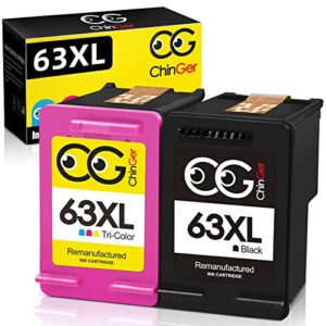 cg chinger remanufactured ink cartridge replacement for hp 63 63xl to use with hp officejet 5255 5258 5260 3830 envy 4520 4516 deskjet 1112 2132 3630 3632 printer(1 black, 1 tri-color)…