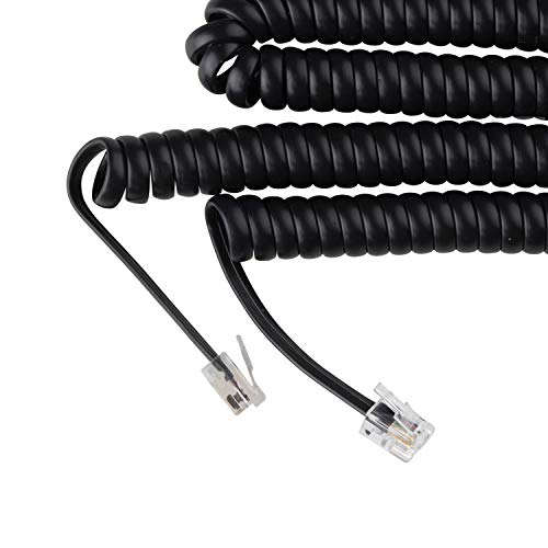 Phone Cord for Landline Phone – Tangle-Free, Curly Telephones Land Line Cord – Easy to Use + Excellent Sound Quality – Phone Cords for Landline in Home or Office (25ft) Color: Black