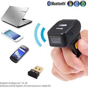 Bluetooth Ring 1D 2D QR Barcode Scanner,Wearable Wireless Finger Mini Bar Code Reader Scanner Compatible for Windows, Mac OS, Android 4.0+, iOS Support Scan QR PDF417 DataMatrix on Screen and Paper