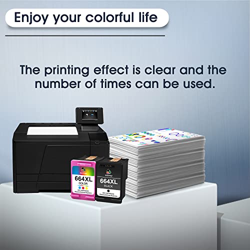 SHUPAN 664XL Ink Cartridge Black and Color, Replacement for HP 664XL 664 XL Ink Cartridges, for DeskJet Ink Advantage 1115 2135 2675 3635 3775 4536 4538 Ink (1x Black + 1x Tri-Color)
